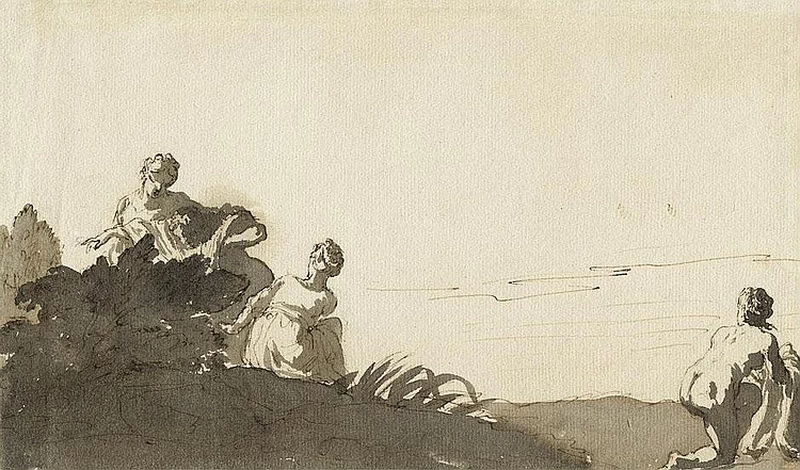Scena del bagno con tre femmine e un maschio